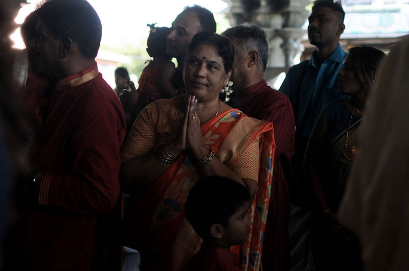 Hindu devotees perform Deepavali prayers at a temple in Puchong, Selangor, October 18, 2017. u00e2u20acu201d Picture by Miera Zulyana