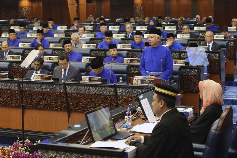 Prime Minister Datuk Seri Najib Razak tabling Budget 2018 in the Dewan Rakyat, October 27, 2017. u00e2u20acu201d Picture by Yusof Mat Isa
