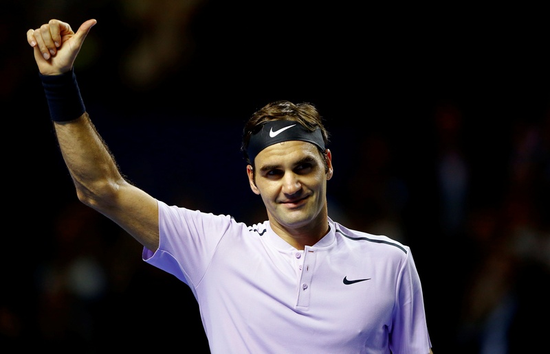 Roger Federer reacts after winning his Swiss Indoors semifinal match at Basel October 28, 2017. u00e2u20acu201d Reuters pic