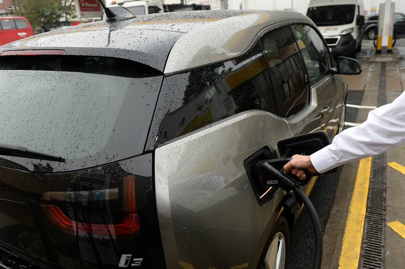 An electric car charges at the Holloway Road Shell station where Shell is launching its first fast electric vehicle charging station in London October 18, 2017. u00e2u20acu201d Reuters pic 