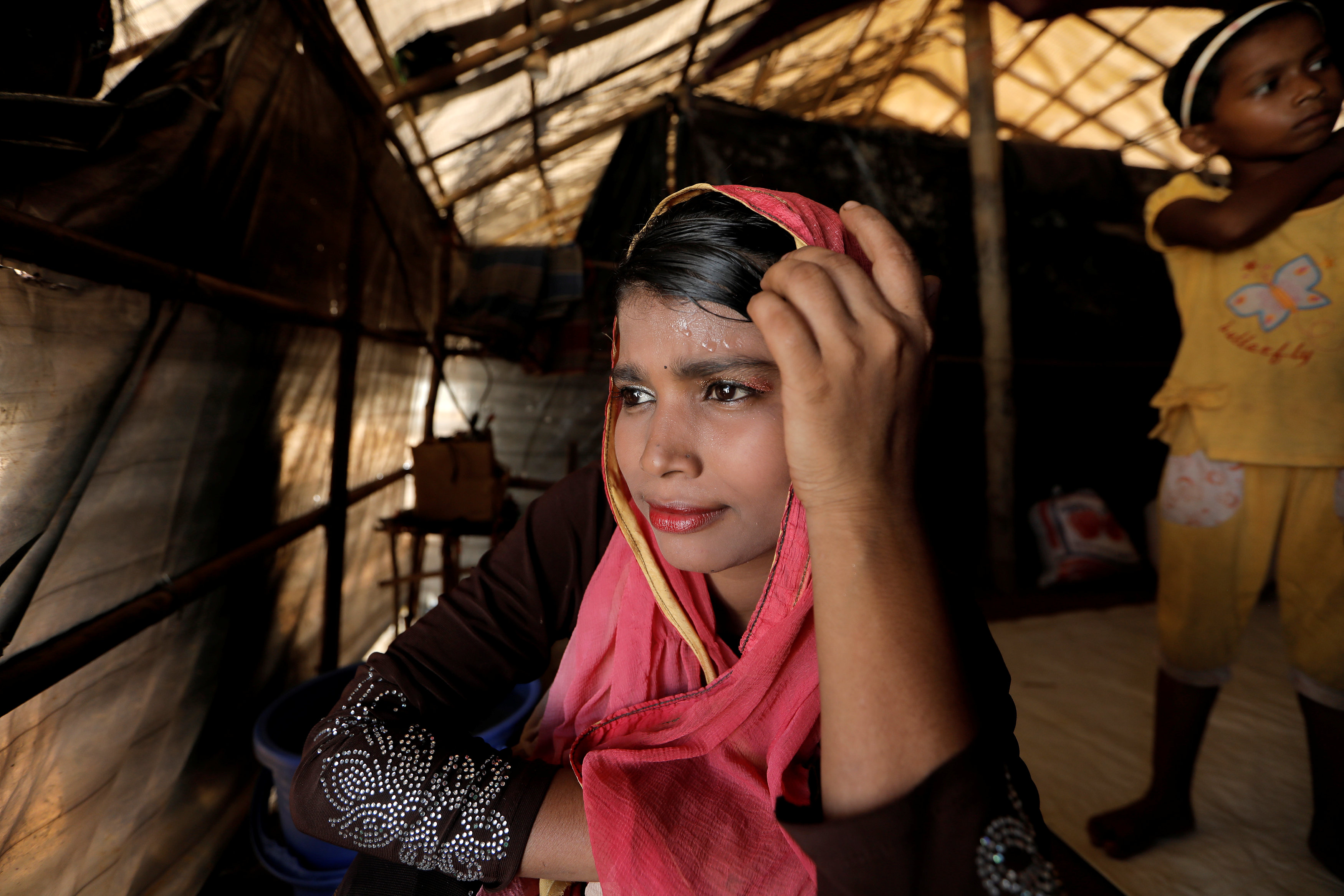 Ismat Ara, 15, a Rohingya refugee, sits in shelter in Kutupalong refugees camp in Cox's Bazar, Bangladesh, October 15, 2017. u00e2u20acu201d Reuters pic