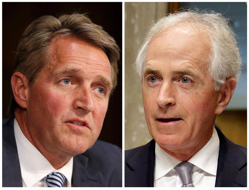 A combination photo of Republican Senators Jeff Flake (left) of Arizona and Bob Corker of Tennessee are shown in Washington on March 31, 2017 and October 24, 2017. u00e2u20acu201d Reuters pic