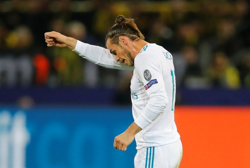 Real Madridu00e2u20acu2122s Gareth Bale celebrates scoring their first goal against Borussia Dortmund  during their Champions League match in Westfalenstadion, Dortmund, Germany - September 26, 2017. u00e2u20acu201d Reuters pic