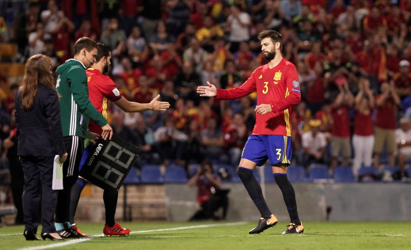 Spainu00e2u20acu2122s Nacho comes on as a substitute to replace Gerard Pique during their 2018 World Cup Qualifications match against Albania at Estadio Jose Rico Perez, Alicante October 6, 2017. u00e2u20acu201d Reuters pic