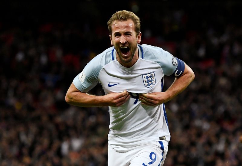 Englandu00e2u20acu2122s Harry Kane celebrates after scoring a first goal against Slovenia. u00e2u20acu2022 Reuters pic
