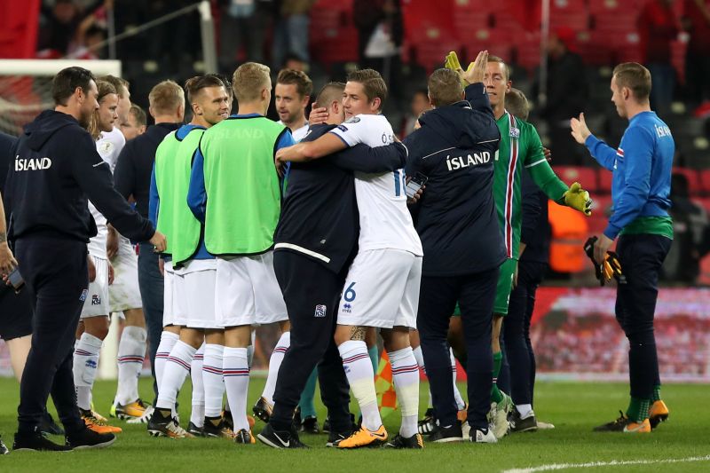 Iceland players celebrate after the match against Turkey. u00e2u20acu2022 Reuters pic
