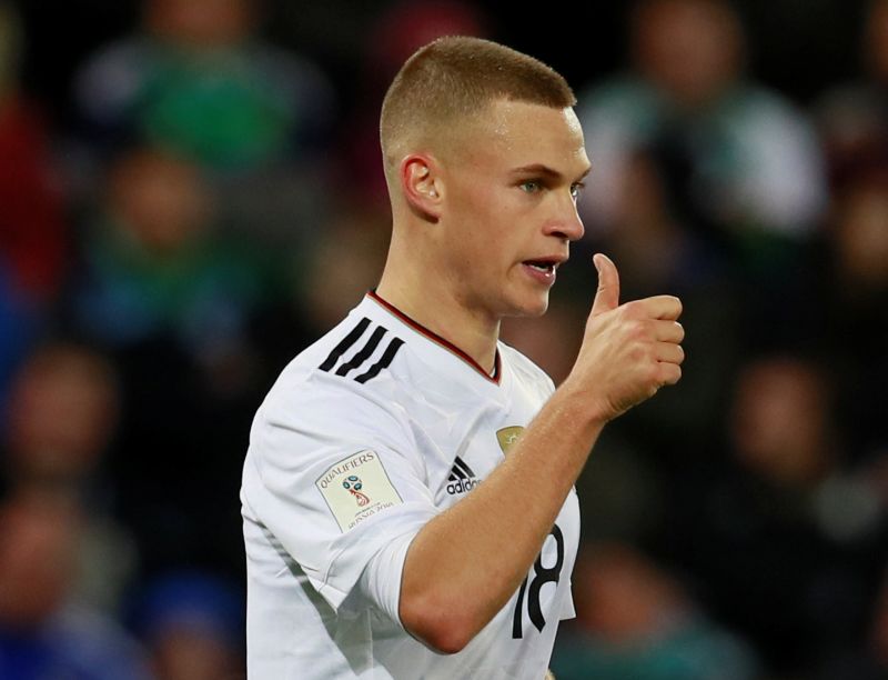 Germanyu00e2u20acu2122s Joshua Kimmich celebrates after scoring the third goal against Northern Ireland. u00e2u20acu2022 Reuters pic