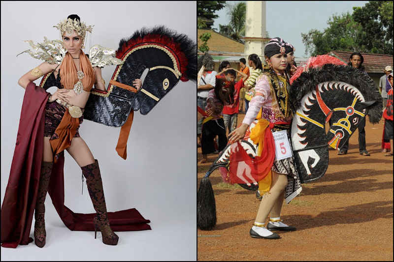 The national costume for Miss Grand Malaysia, based on Kuda Warisan or Kuda Kepang, has angered Indonesians. u00e2u20acu201d Picture by TheHive.Asia