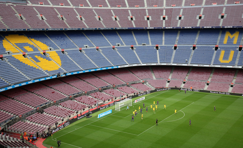General view of the empty stadium during the La Liga match between FC Barcelona and Las Palmas as the game is being played behind closed doors at Camp Nou, Barcelona October 1, 2017. u00e2u20acu201d Reuters pic