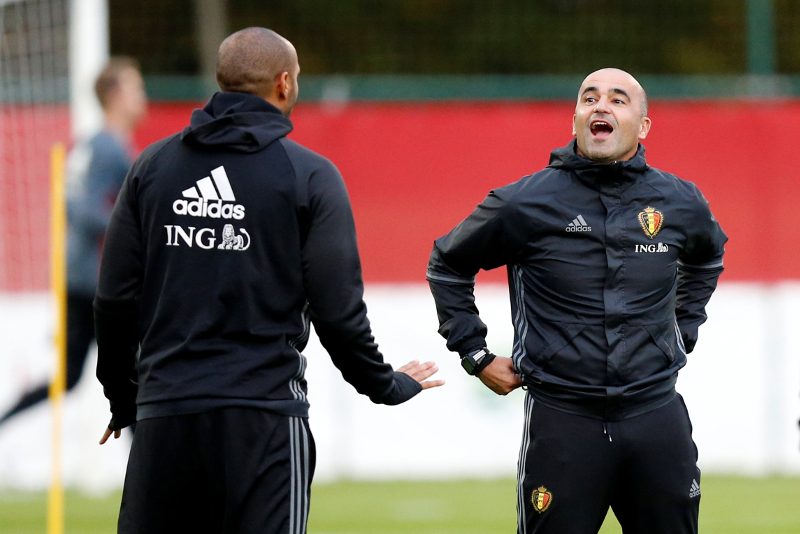 Belgiumu00e2u20acu2122s coach Roberto Martinez attends a training session ahead of their 2018 World Cup Qualifications against Cyprus at Belgian Football Centre, Tubize October 9, 2017. u00e2u20acu201d Reuters pic