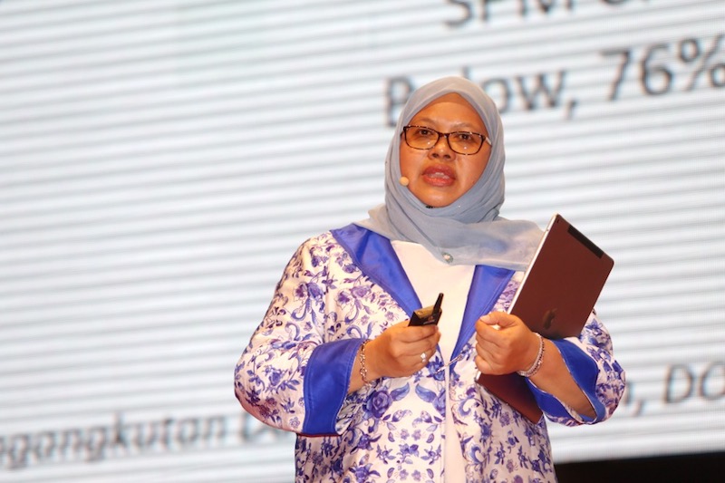 Shareen Shariza, Talent Corp CEO, speaks during the Spad Public Transport Symposium at Kuala Lumpur Convention Centre in Kuala Lumpur October 23, 2017. u00e2u20acu201d Picture by Choo Choy May