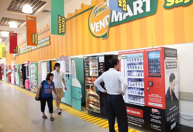 Patrons can buy chili crab and tudungs from vending machines at Giant Hypermarket Tampines. u00e2u20acu201d TODAY pic