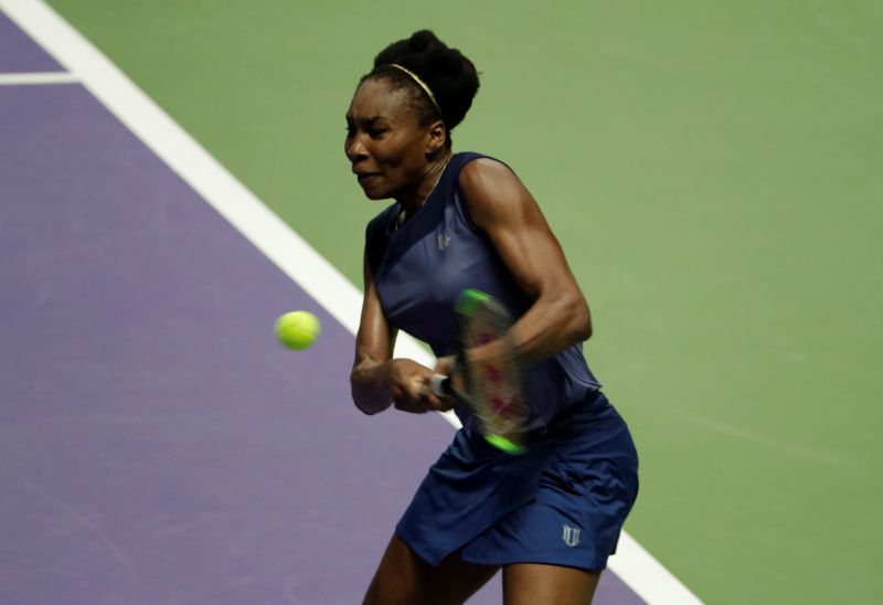USA's Venus Williams during her group stage match with Latvia's Jelena Ostapenko during the WTA Tour Finals at the Singapore Indoor Stadium October 24, 2017. u00e2u20acu201d Reuters pic