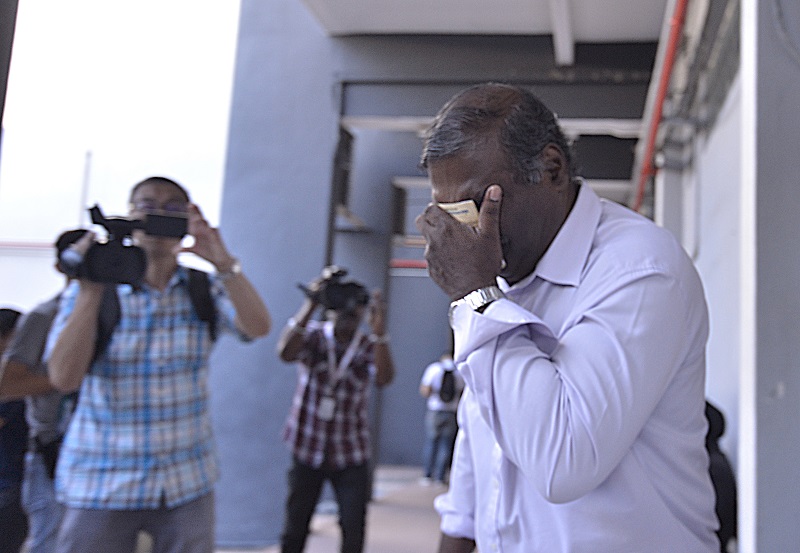 R. Thangavelu, 61, a retired officer from the Perak Mineral and Geoscience Department pleaded guilty at the Sessions Court to receiving a bribe in 2015. u00c2u00acu00e2u20acu201d Picture by Marcus Pheong