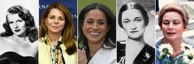 A combination of file pictures shows (from left) Rita Hayworth, Queen Noor of Jordan, Meghan Markle, Wallis Simpson and Princess Grace of Monaco. u00e2u20acu201d AFP pic