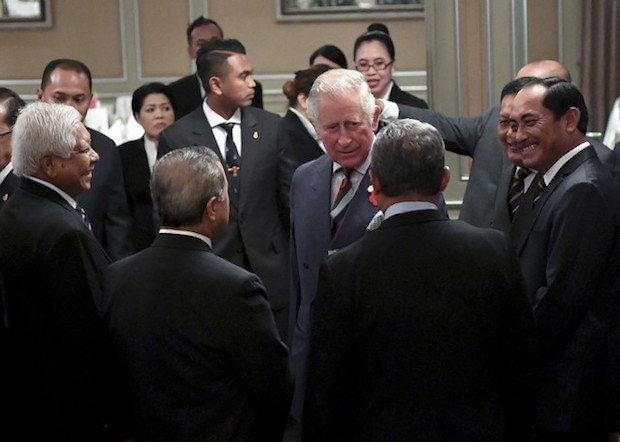 Prince Charles attends the Sandhurst alumni reception in George Town November 7, 2017. u00e2u20acu201d Bernama pic