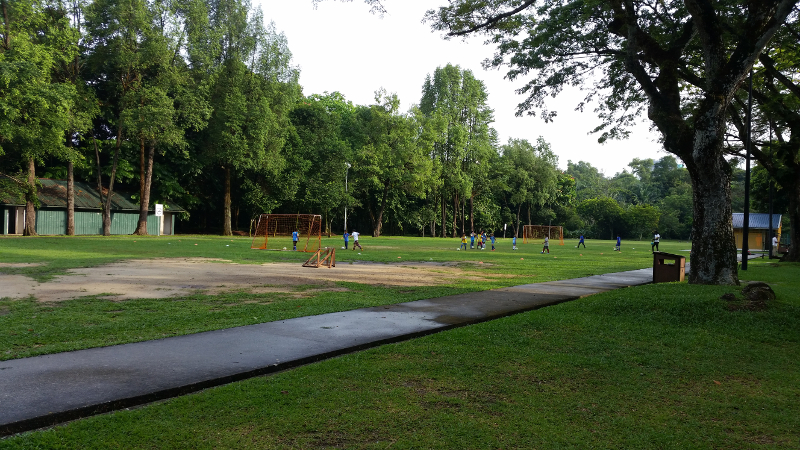 The project site will touch a small part of the field in Taman Rimba Kiara where a group of children can be seen playing football. — Picture by Ida Lim