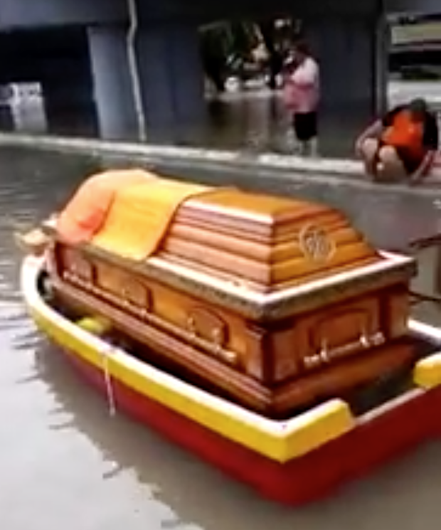 The floating cortege as seen in a screengrab from video.