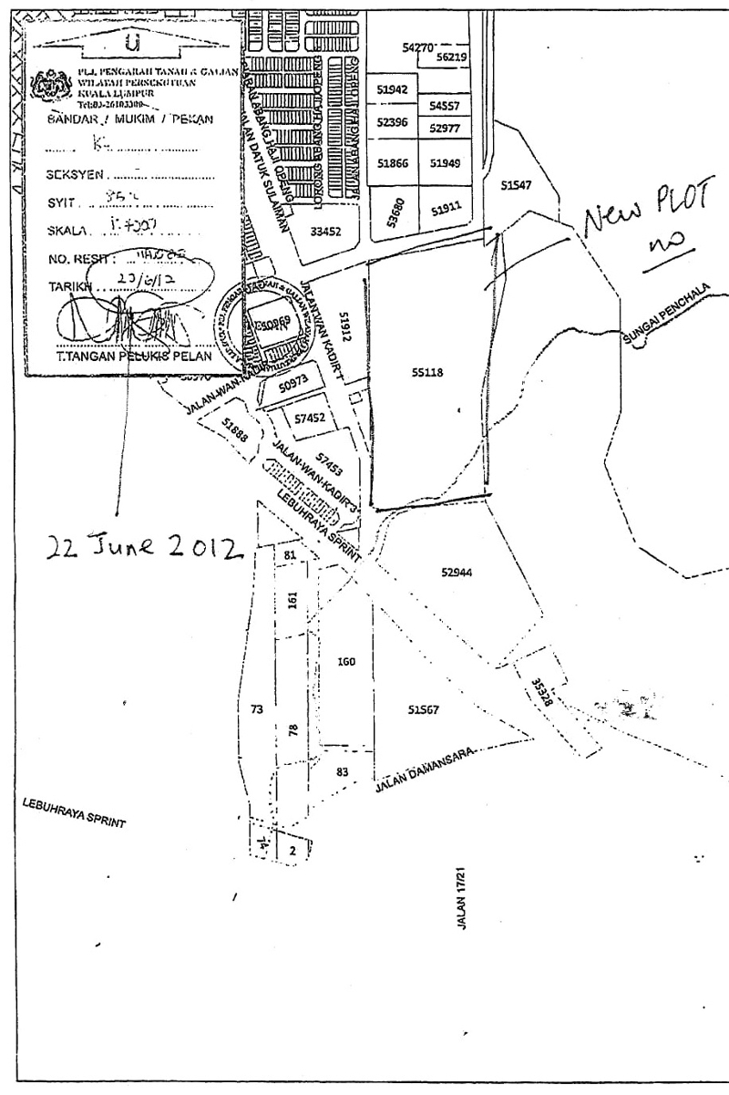 Portion of land title search in 2012 showing plot number issued for the entire Taman Rimba Kiara. — Picture courtesy of Save Taman Rimba Kiara
