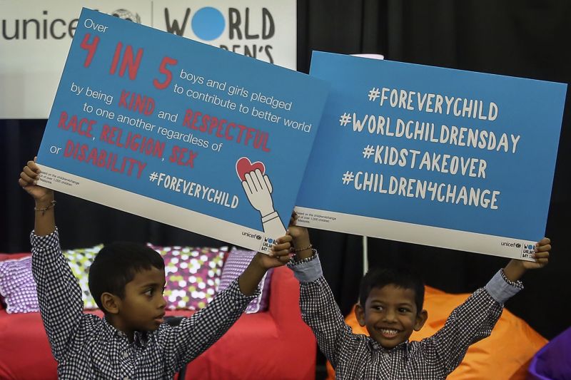 Malaysian children urged leaders to eliminate racism and discrimination, as well as gender-based violence and have agreed to be kind and respectful to one another regardless of race, religion, sex or disability. u00e2u20acu2022 Picture by Yusof Mat Isa