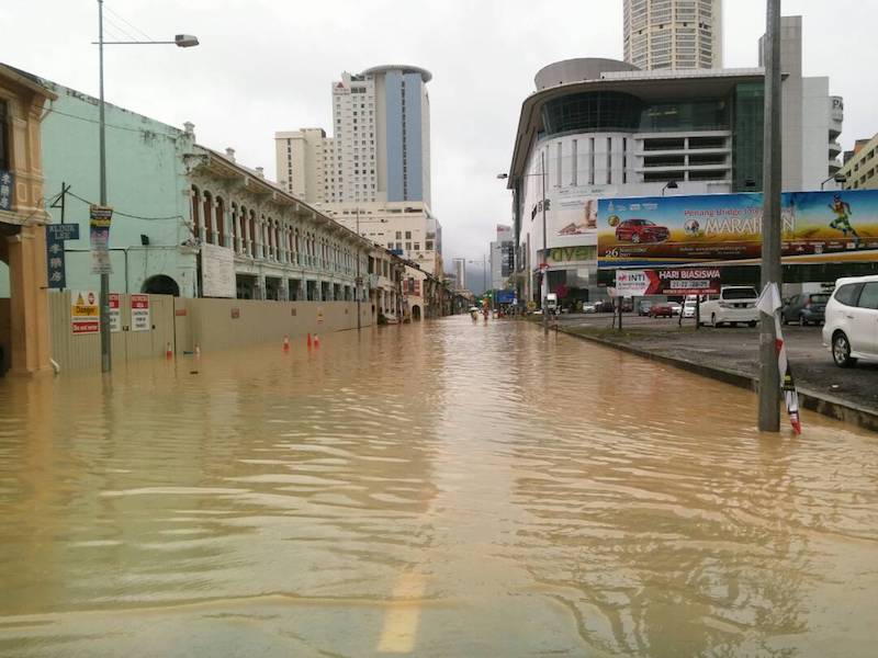 A flooded Magazine Road in George Town November 5, 2017. u00e2u20acu201d Picture courtesy of Ang Joo Tat