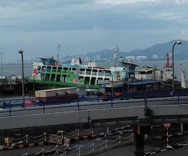 A ferry that ran aground following the storm in Butterworth.