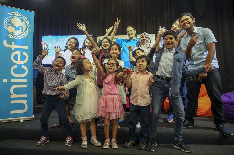 Children posing for a group photograph after the launch of the World Children's Day 2017 programme in Petaling Jaya, November 14, 2017. u00e2u20acu201d Picture by Yusof Mat Isa