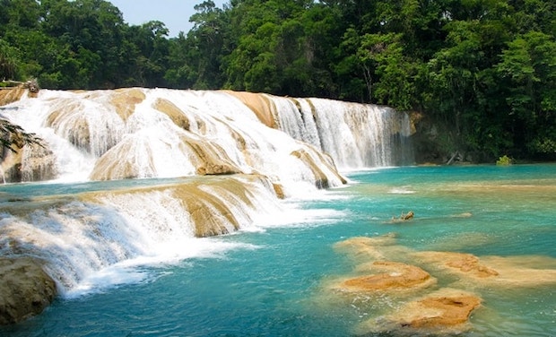 The Agua Azul waterfalls were known for their bright turquoise water cascading over limestone steps. u00e2u20acu201d iStock.com pic via AFP