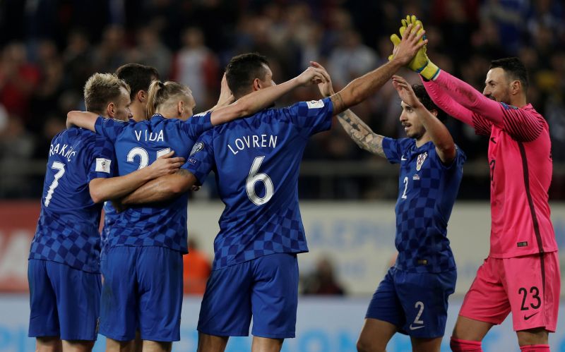 Croatia players celebrate after the match against Greece. u00e2u20acu2022 Reuters pic