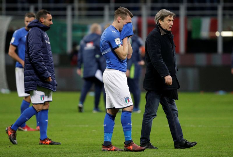 Italyu00e2u20acu2122s Andrea Belotti looks dejected after the match against Sweden. u00e2u20acu2022 Reuters pic