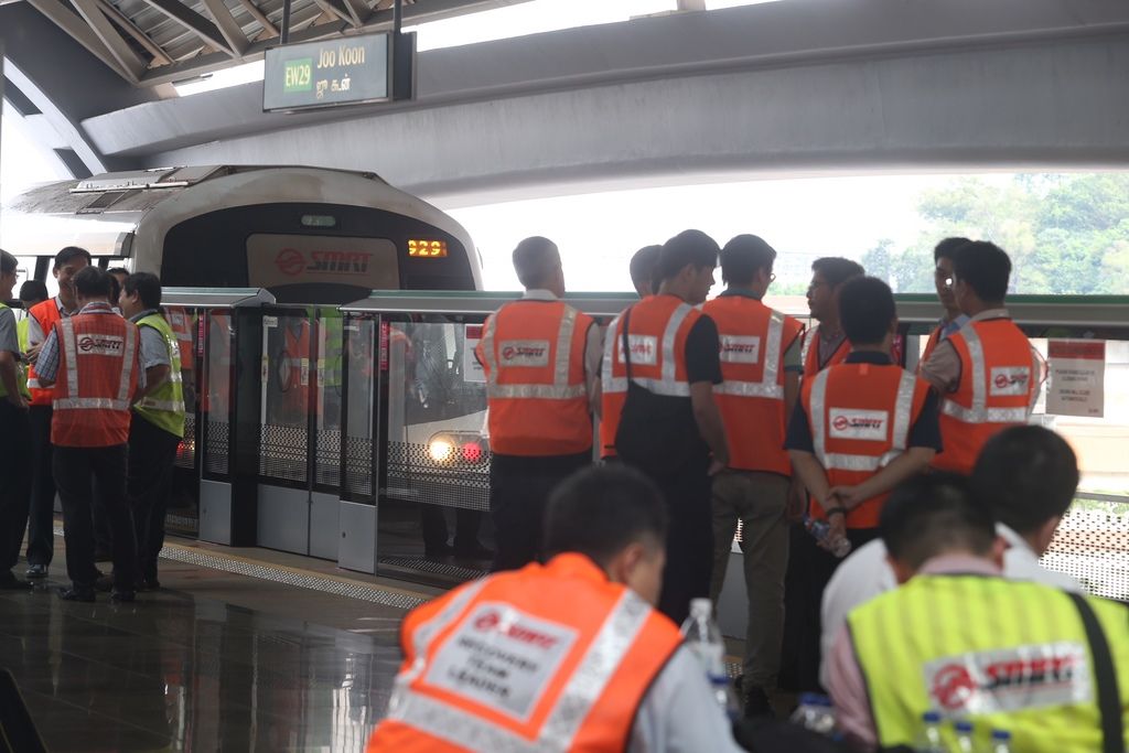 The train collision at Joo Koon MRT station during the rush hour on Wednesday morning left 29 people injured. u00e2u20acu201d Picture by Koh Mui Fong/TODAY