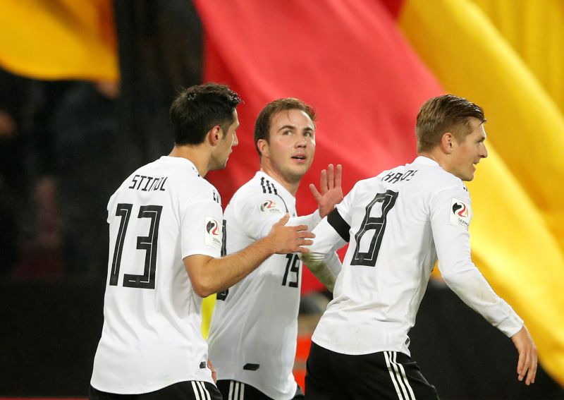 Germanyu00e2u20acu2122s Lars Stindl celebrates scoring the second goal against France. u00e2u20acu2022 Reuters pic