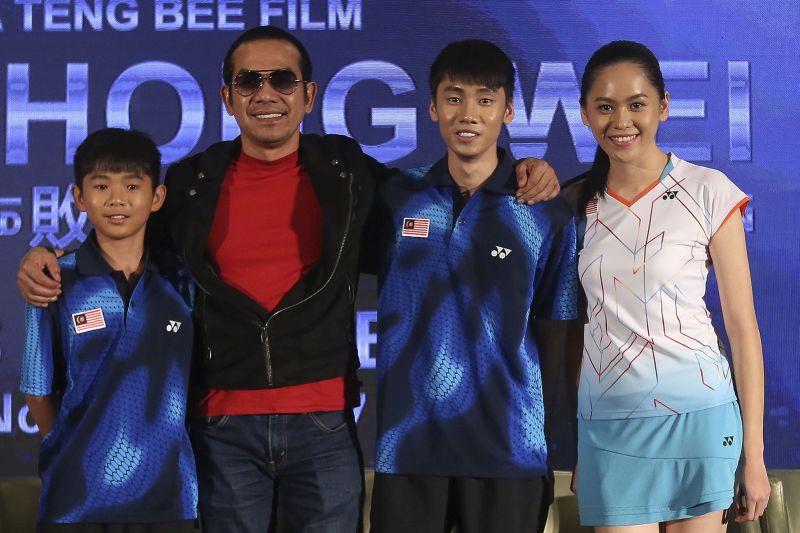(From left) Jake Eng, Datuk Rosyam Nor, Tosh Chan and Ashley Hua pose for a group picture during the ‘Lee Chong Wei ― Rise of The Legend’ film launch at the Mandarin Oriental Hotel in Kuala Lumpur November 9, 2017. ― Picture by Yusof Mat Isa