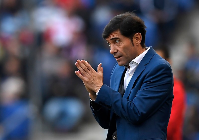Valencia coach Marcelino Garcia Toral gestures during the La Liga match with at the RCDE Stadium in Cornella de Llobregat November 19, 2017. u00e2u20acu201d AFP pic