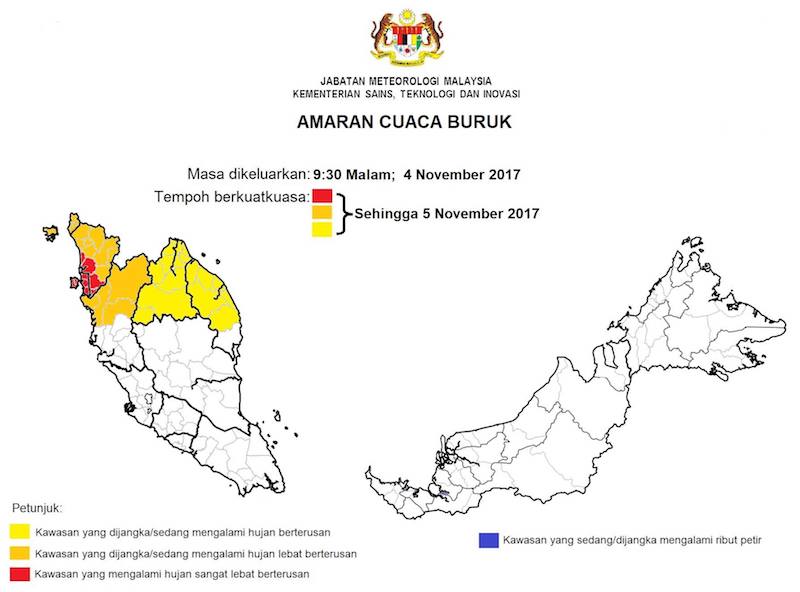 A map of the Meteorological Department’s weather forecast as seen on their Facebook page.