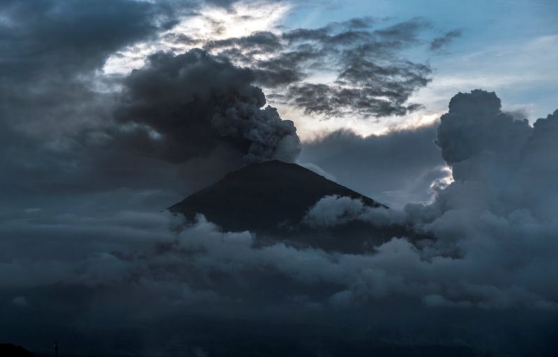 Indonesia's Mount Agung volcano erupts for a second time in less than a week as seen from the coastal town of Amed, in Bali November 26, 2017. u00e2u20acu2022 Reuters pic