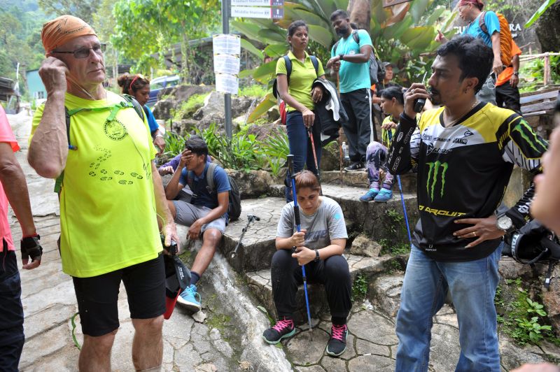 The hikers and FRU team helped 12 people down the track in Penang Hill today. u00e2u20acu2022 Picture by KE Ooi