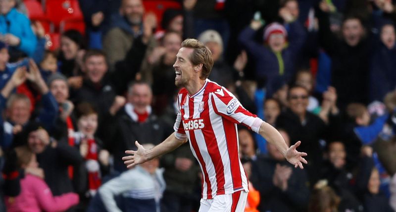 Stoke City's Peter Crouch celebrates scoring their second goal Action Images. u00e2u20acu201d Reuters/Action Images pic