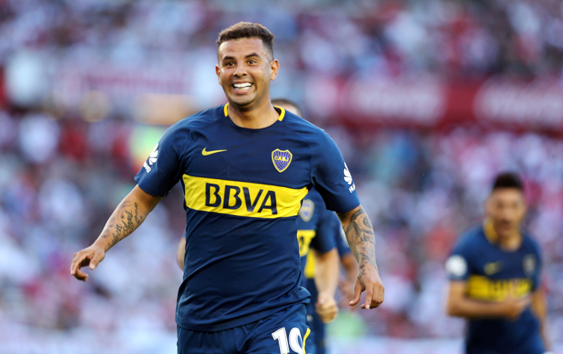 Boca Juniorsu00e2u20acu2122 Edwin Cardona celebrates after he scored a goal during their match against River Plate at Antonio V. Liberti stadium, Buenos Aires November 5, 2017. u00e2u20acu201d Reuters pic