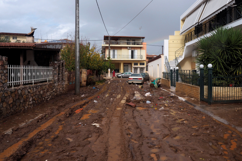 View of a muddy street following flash floods which hit areas west of Athens on November 15 killing at least 16 people, in Mandra November 17, 2017. u00e2u20acu201d Reuters pic