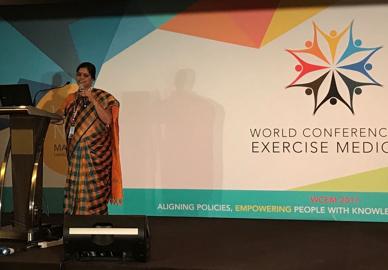 Dr Madhavi Konetigari speaking at the World Conference on Exercise Medicine in Langkawi, November 20, 2017. u00e2u20acu201d Picture by A. Ruban