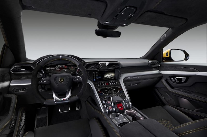 This handout picture released by Italian luxury car maker Lamborghini shows the interior of a new SUV 4x4 Urus in Bologna December 4, 2017. — AFP pic