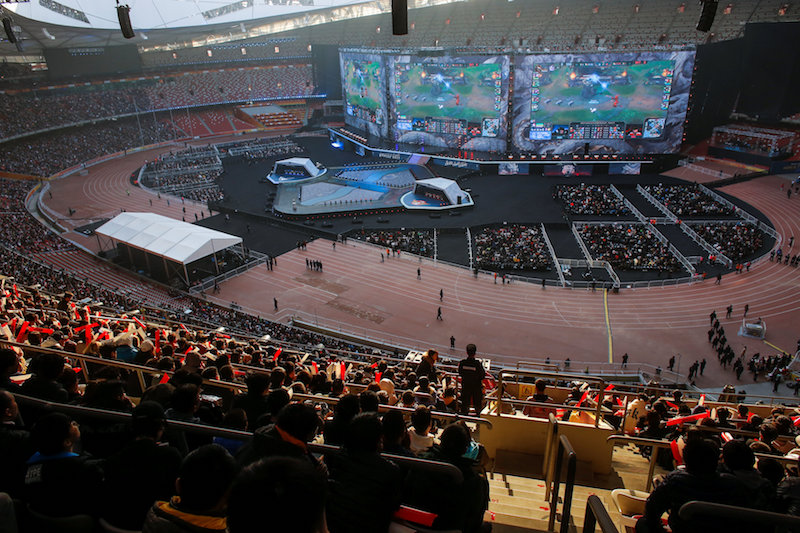 People watch the u00e2u20acu02dcLeague of Legendsu00e2u20acu2122 2017 World Championships Grand Final e-sports match between Samsung Galaxy and SK Telecom T1 at the Beijing National Stadium in Beijing, November 4, 2017. u00e2u20acu201d Reuters pic
