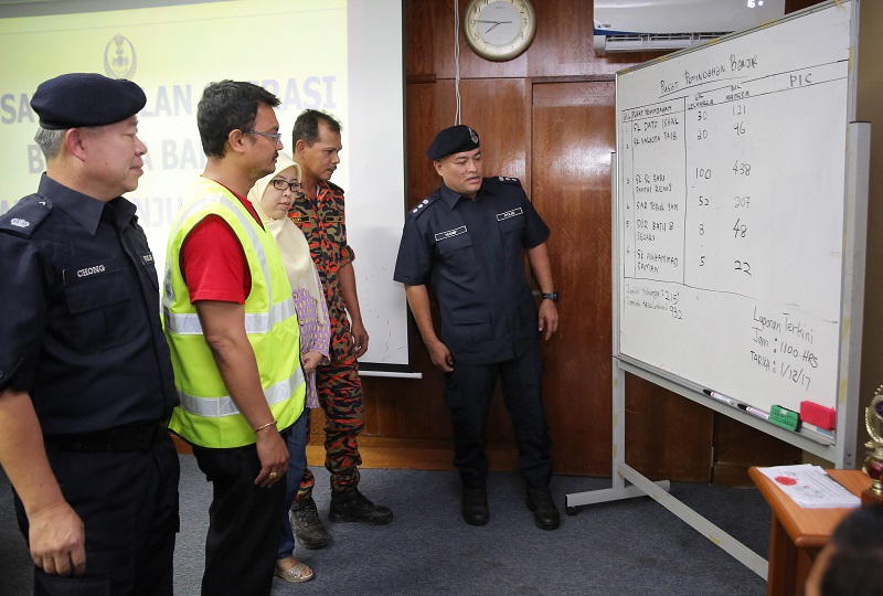 Manjung district police chief Assistant Commissioner Muhammad Hanif Othman said at 11am, 932 victims from 215 families are being housed at six flood relief centres. u00e2u20acu201d Picture by Marcus Pheong
