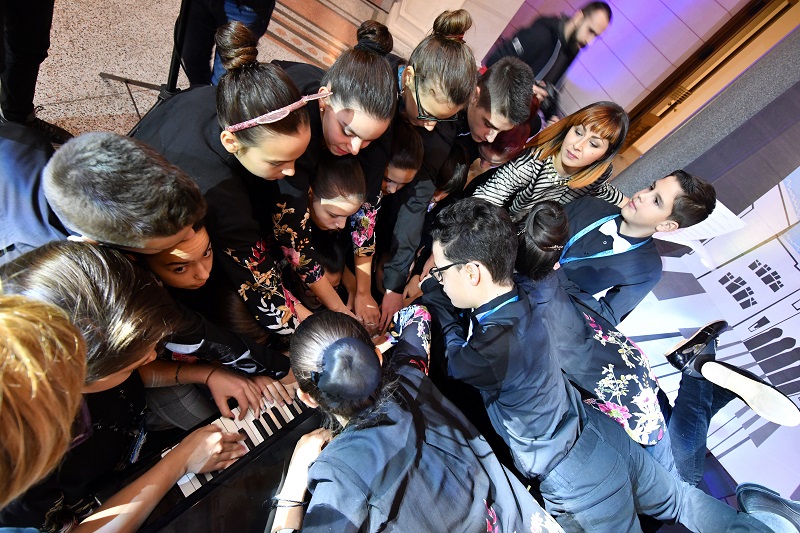 Twenty Bosnian children play u00e2u20acu02dcGalop Marcheu00e2u20acu2122, by Albert Lavignac, in an attempt to set a Guinness World Record for largest number of people performing a single composition on a piano, on December 12, 2017 in Sarajevo. u00e2u20acu201d AFP pic