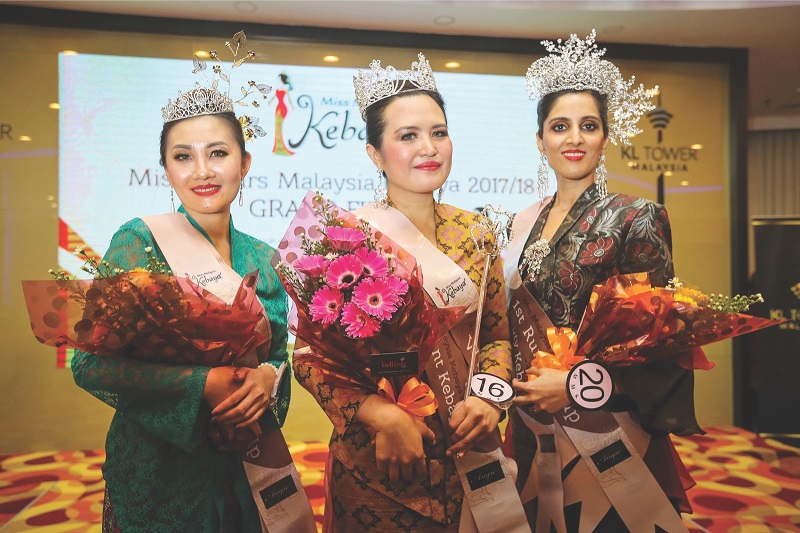  (From left) Lee, Marianny and Simran after winning the Mrs Kebaya titles.