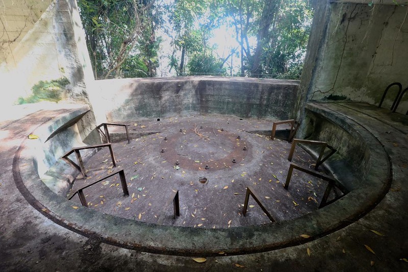 The interior of a gun emplacement of the Ubin Anti-Motor Torpedo Boat battery. Researchers are conducting the first in-depth archaeological survey, beginning with World War 2 historical artefacts on Pulau Ubin. u00e2u20acu201d TODAY pic