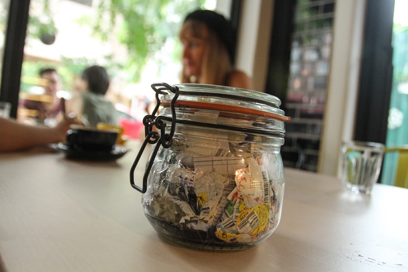 Bea Johnson shows her zero waste jar during the interview about her zero waste lifestyle at the Zero Waste Malaysia event in Kuala Lumpur. u00e2u20acu201d Picture by Shafwan Zaidon