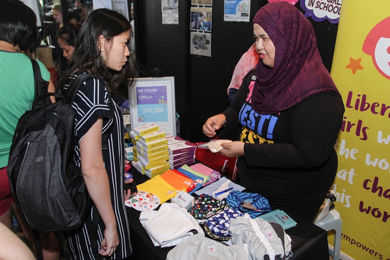 A stall sells cloth diapers and cloth sanitary pads at Malaysia's first Zero Waste Fest in Kuala Lumpur on December 23 2017.