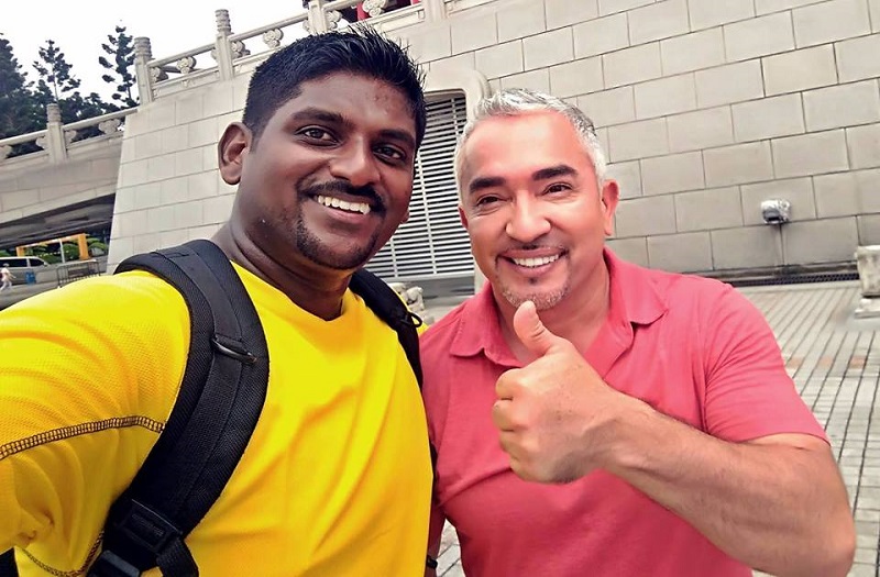 A picture showing local dog trainer Samy Velu (left) and US celebrity dog trainer Cesar Millan, who is better known as the Dog Whisperer. u00e2u20acu201d Picture via Facebook/Malaysia DOG training